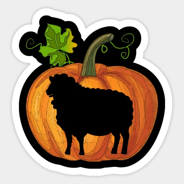 Sheep in pumpkin Sticker by Flavie Kertzmann